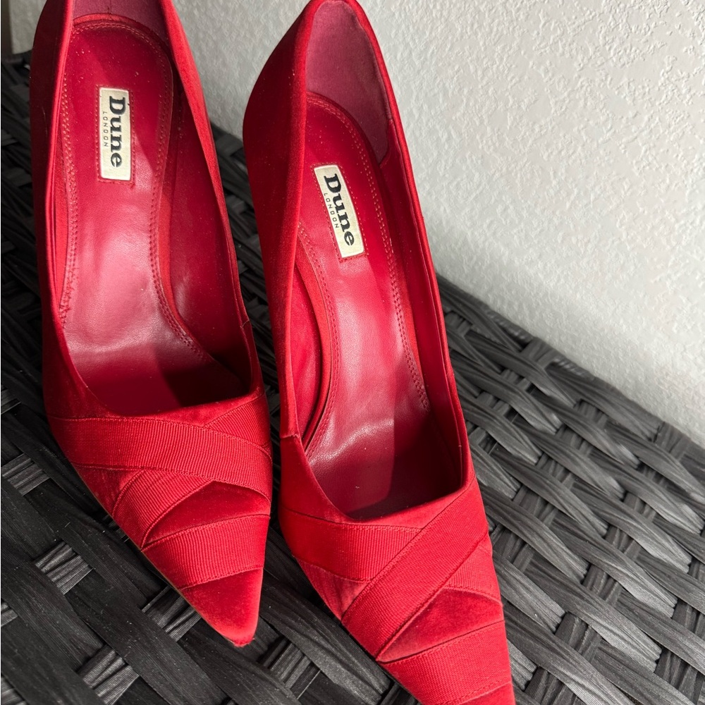 Dune London Red Stiletto Heels with Bow Detail